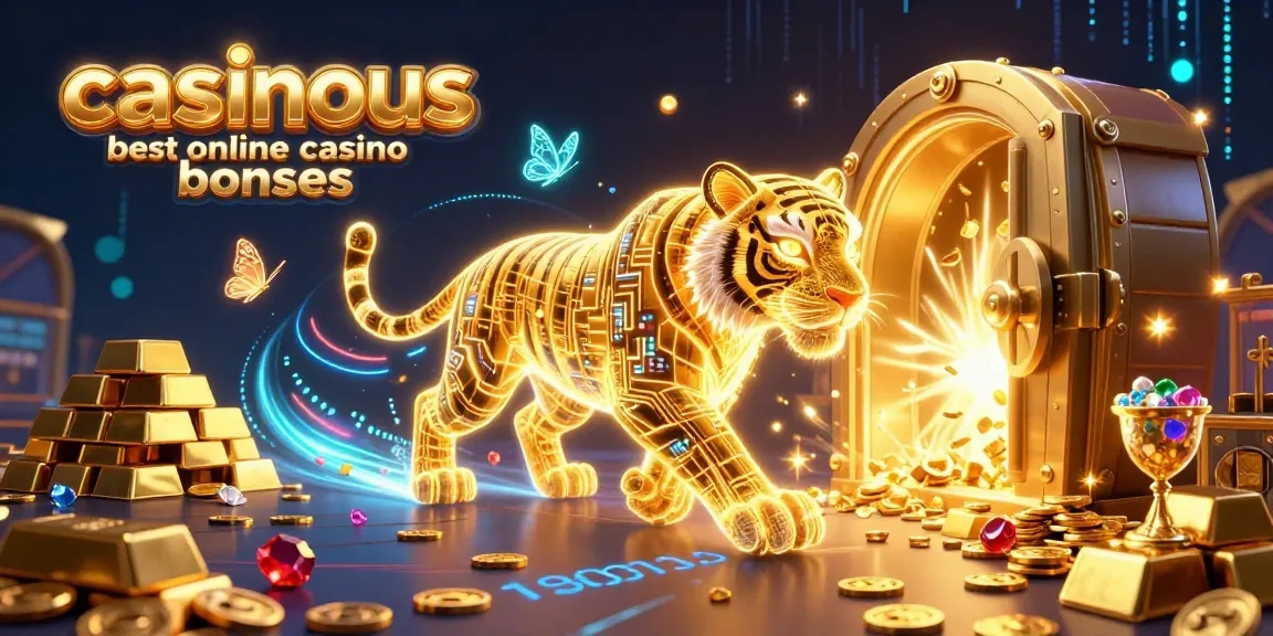 Experience the thrill of casinous best online casino bonuses with glowing treasures and a neon tiger in the digital casino!