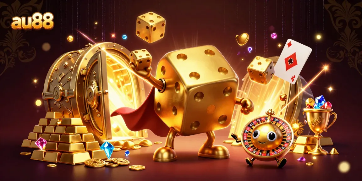 Experience dynamic gaming excitement at au88 with golden treasures and cartoon characters.