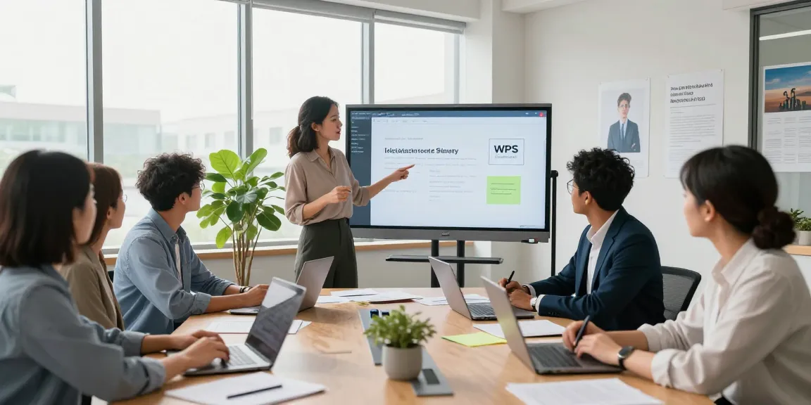 Diverse team collaborating in a modern office, utilizing tools from the WPS Official Website, showcasing teamwork and innovation.