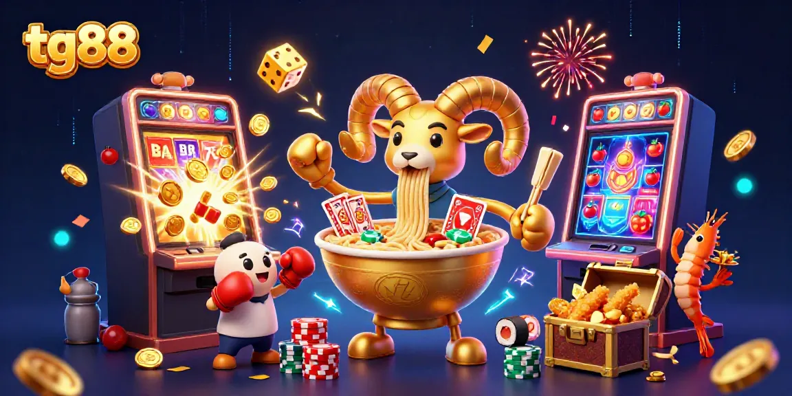Winning big at tg88 with a lively scene of characters enjoying a casino atmosphere.